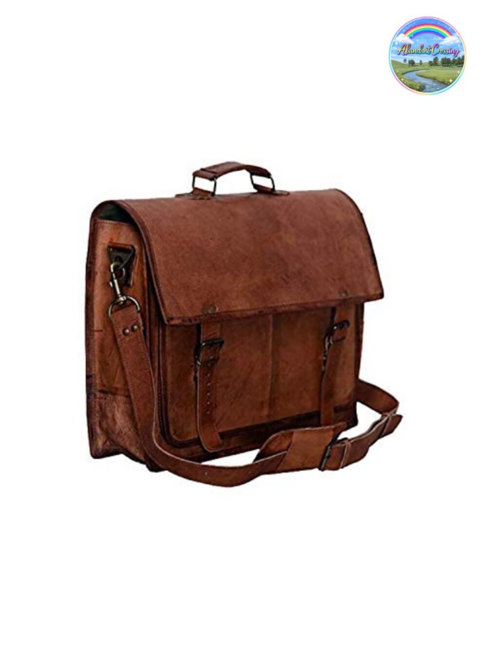 Full Grain Leather Briefcase Messenger Bag Fits 14in 15.6in Laptop Satchel